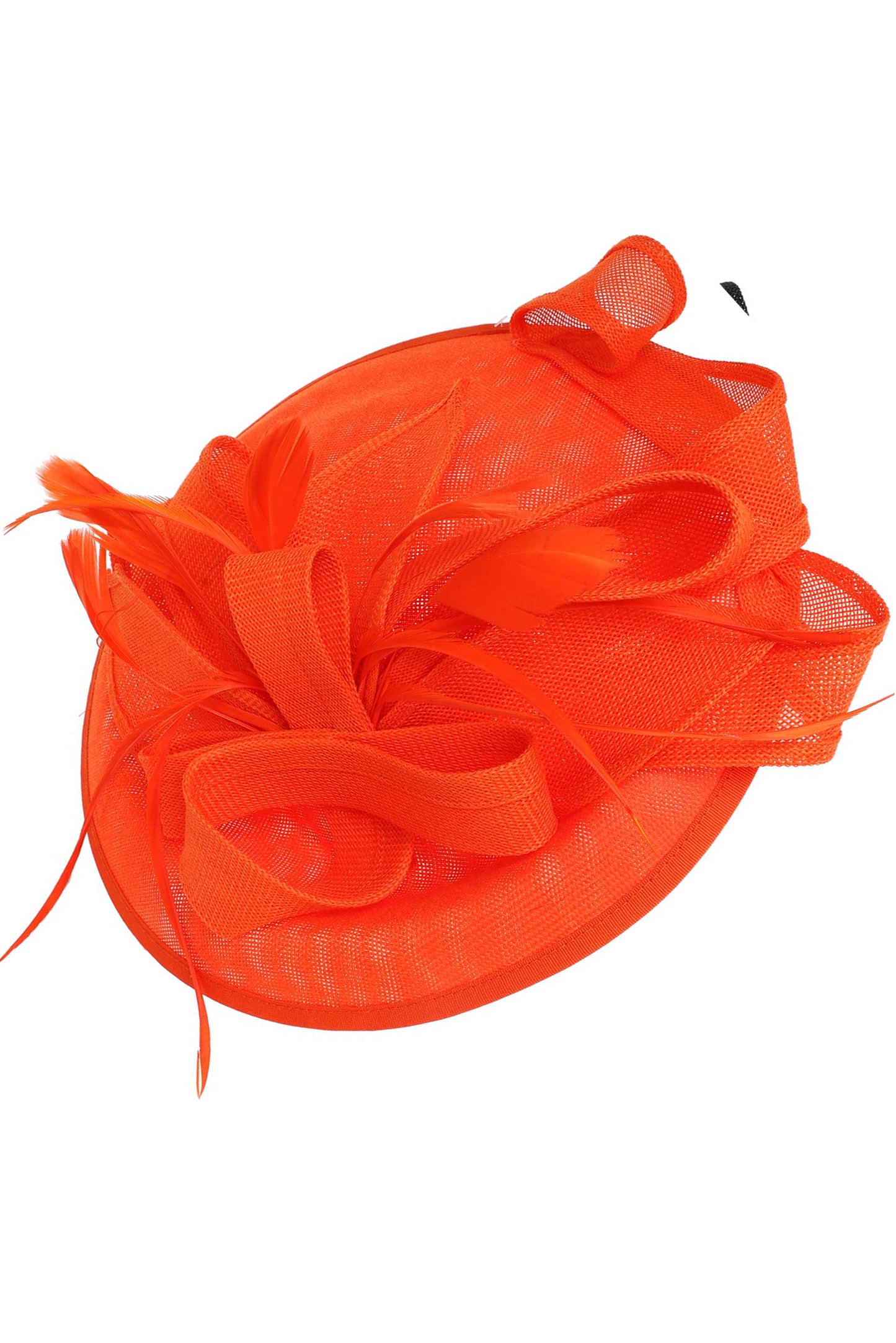 Elizabeth 3-Piece Ribbon Flax Fabric Fascinator Headband | Orange