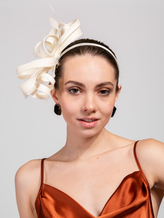 Lucia Fashion Flax Fascinator | Ivory