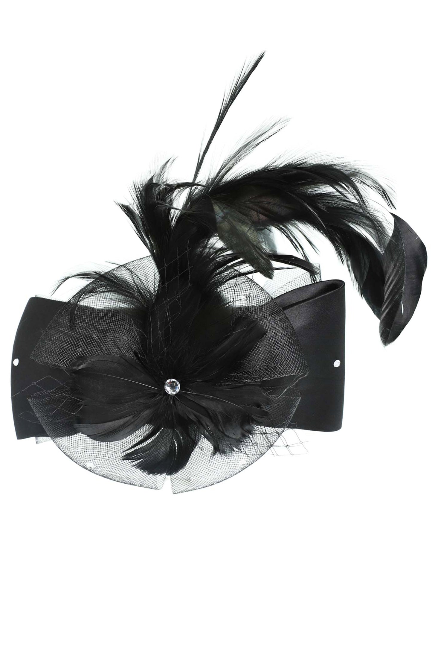 Kendall Large Bow Netted Mesh Fascinator Headband | Black