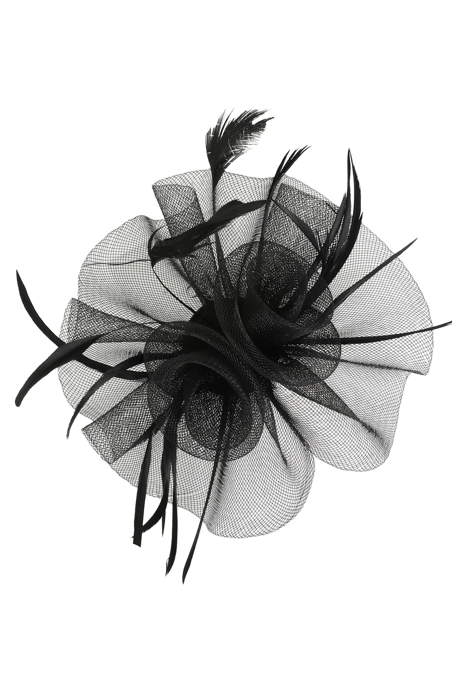 Emily Floral Feather Sheer Mesh Fascinator | Black
