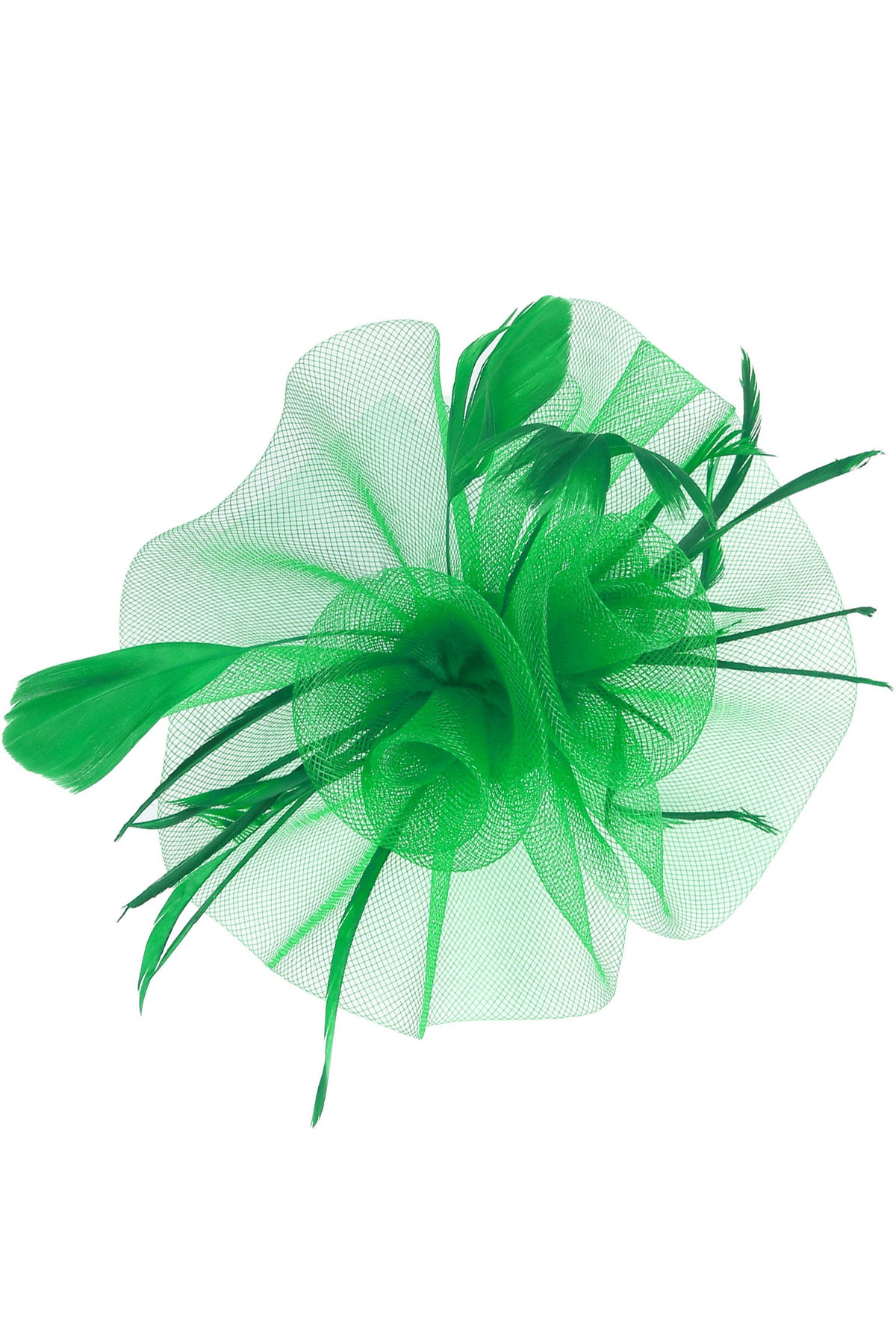 Emily Floral Feather Sheer Mesh Fascinator | Green