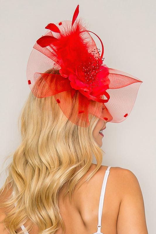 Scarlett Floral Feathered Loopy Bow Organza Fascinator