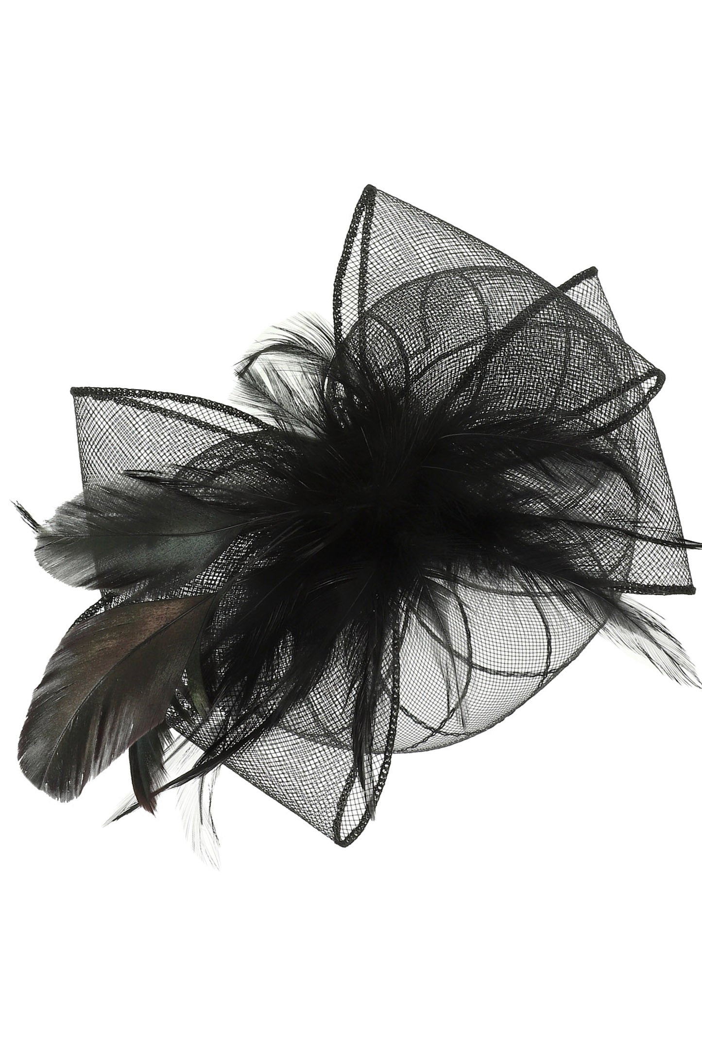 Maria Fashion Fascinator with Feather | Black