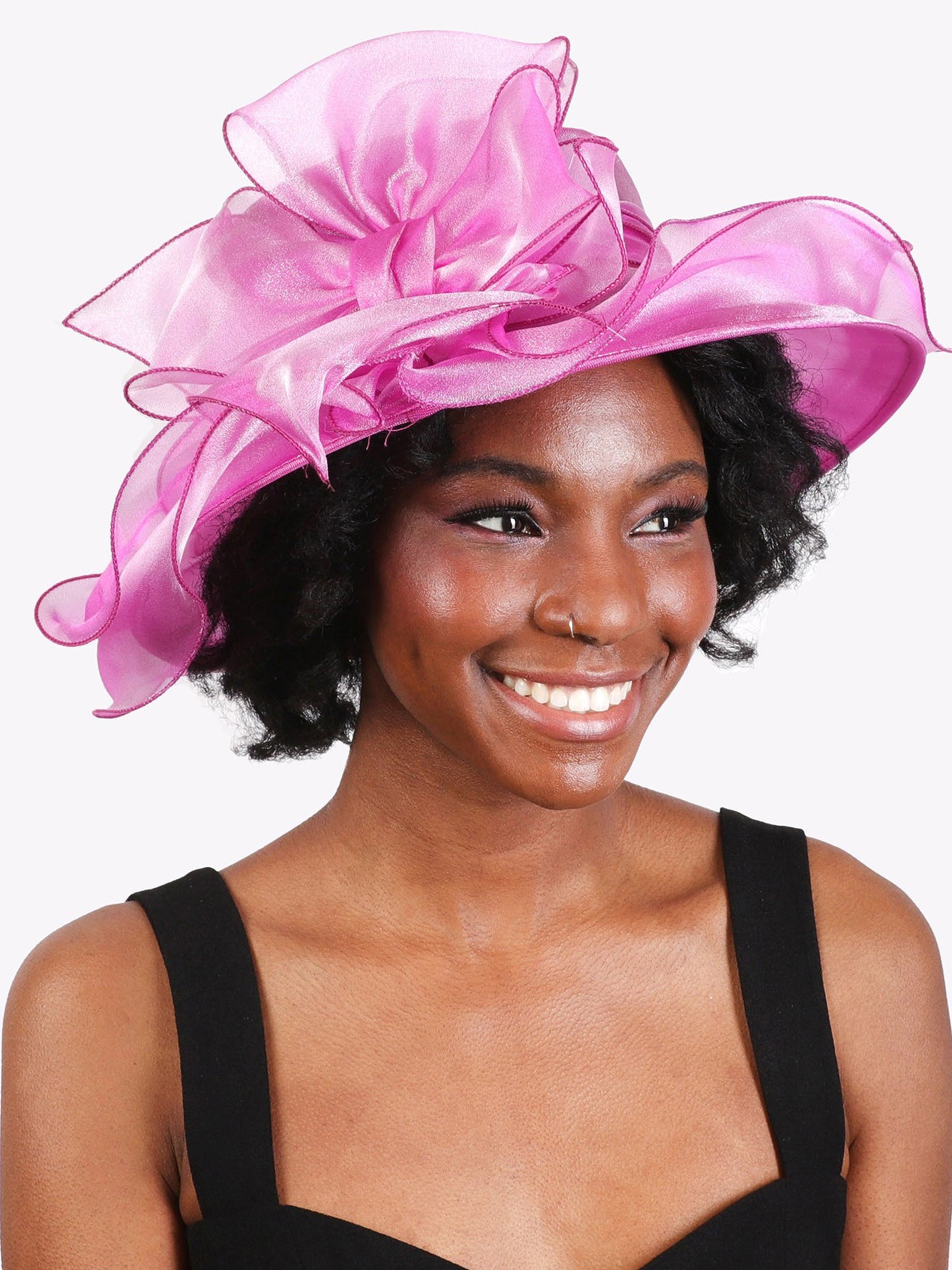 Magnolia Big Floppy Organza Bow Medium Brim Hat