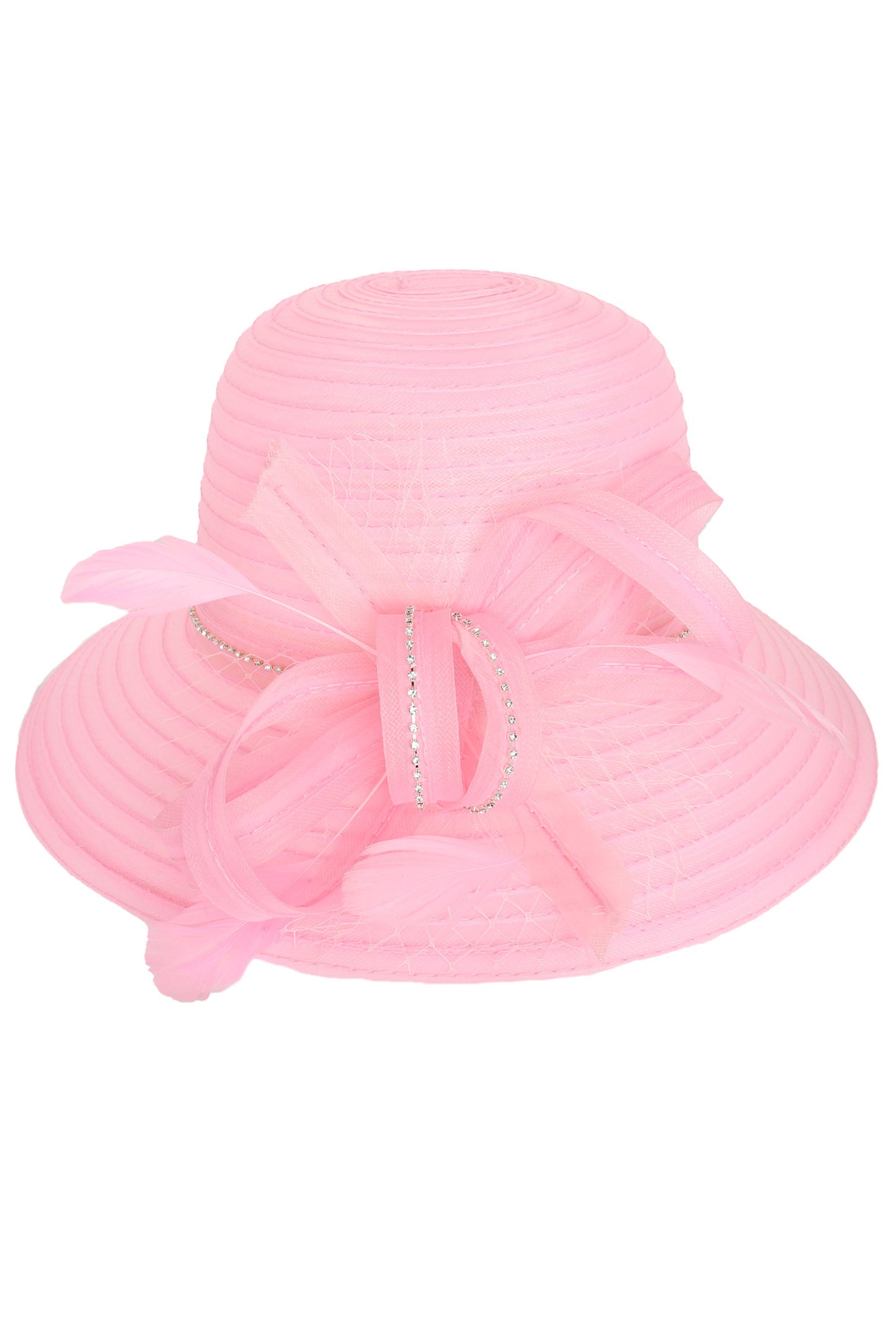 Daphne Loop Bow with Stone Trim Organza Hat | Pink