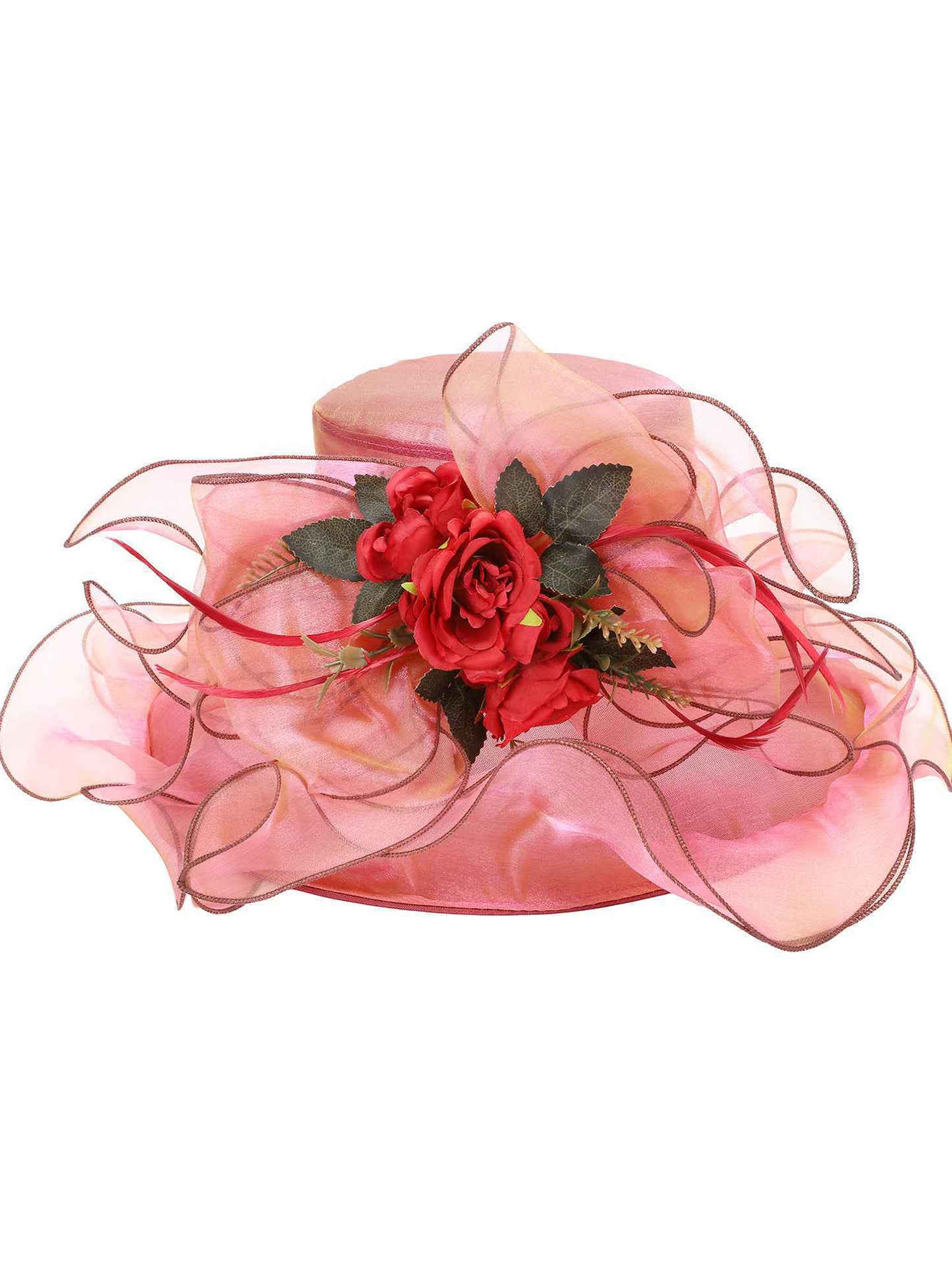 Samantha 2 in 1 Floral Wide Brim Organza Fascinator Hat
