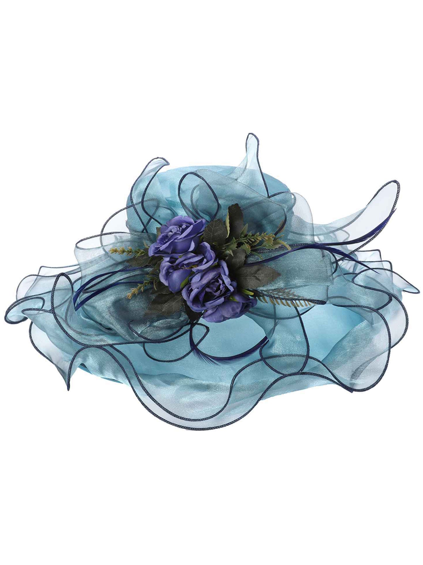 Samantha 2 in 1 Floral Wide Brim Organza Fascinator Hat