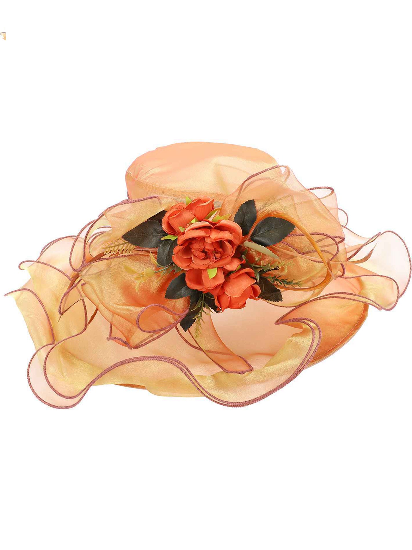 Samantha 2 in 1 Floral Wide Brim Organza Fascinator Hat