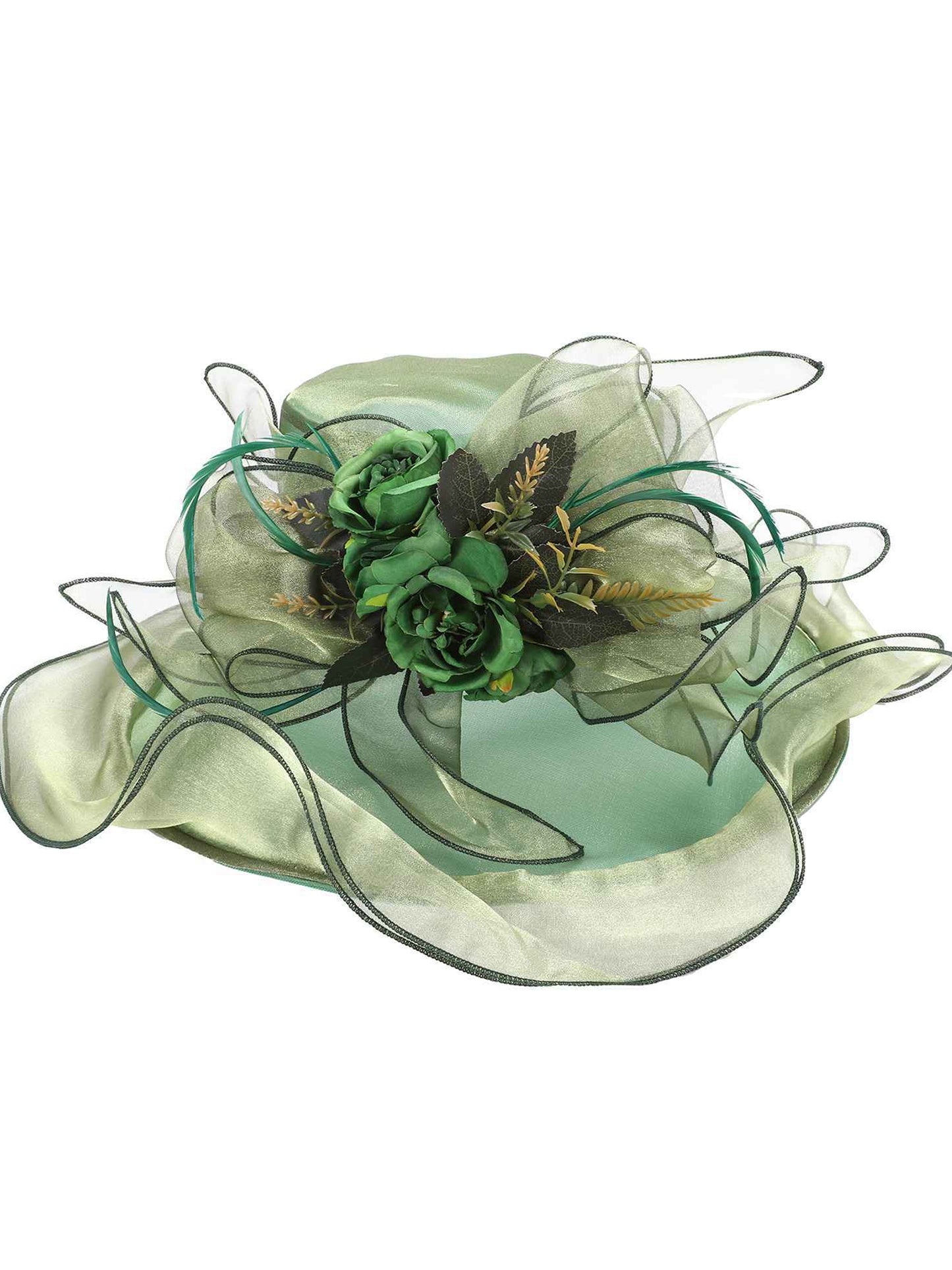 Samantha 2 in 1 Floral Wide Brim Organza Fascinator Hat