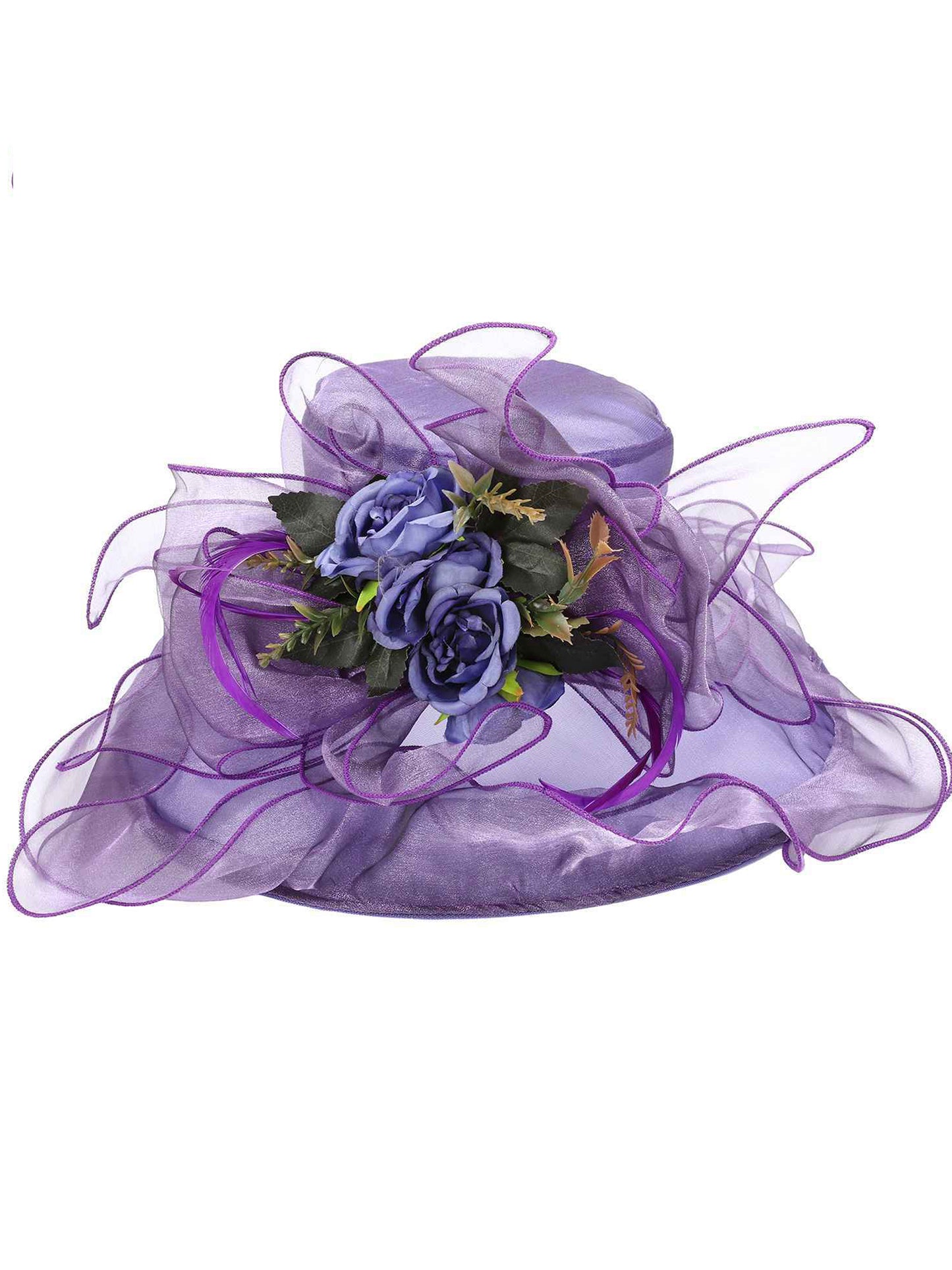 Samantha 2 in 1 Floral Wide Brim Organza Fascinator Hat
