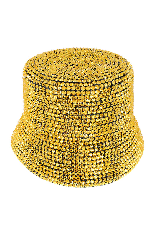 Clara Rhinestone Encrusted Bucket Hat | Gold