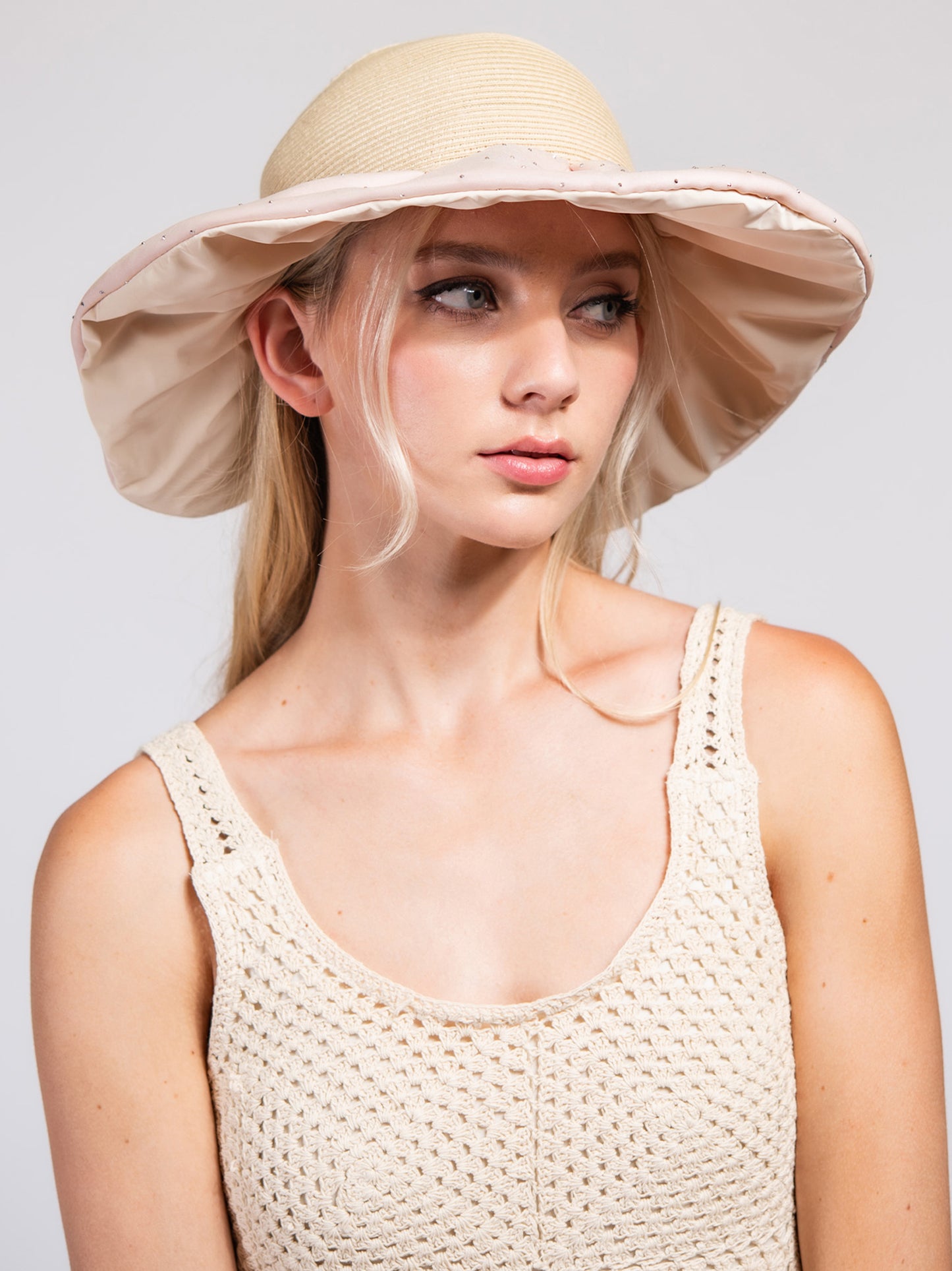 Millie Fashion Wide Fabric Brim Paper Braid Sun Hat