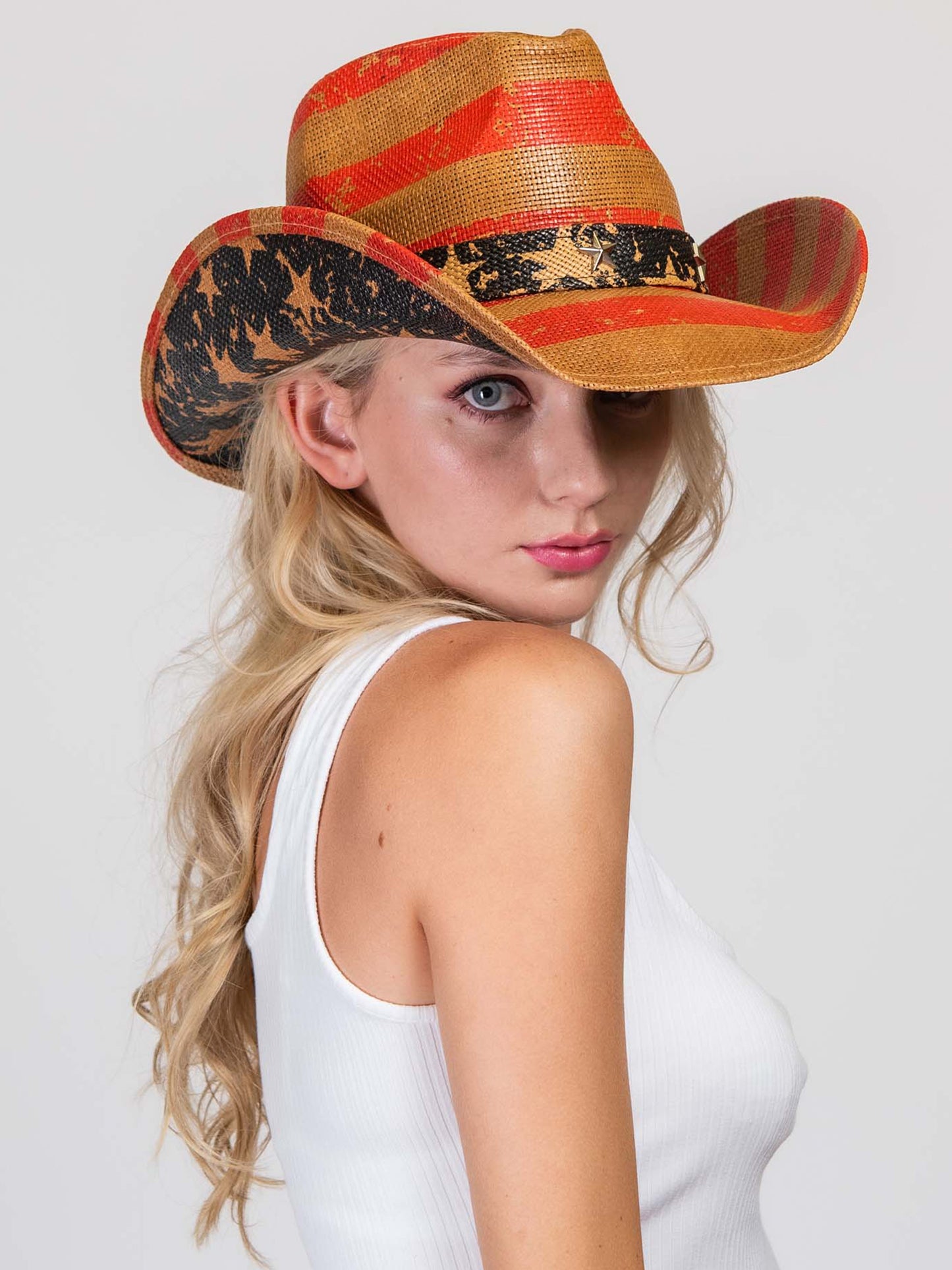 Dakota Patriotic Western USA Flag Paper Braid Cowboy Hat