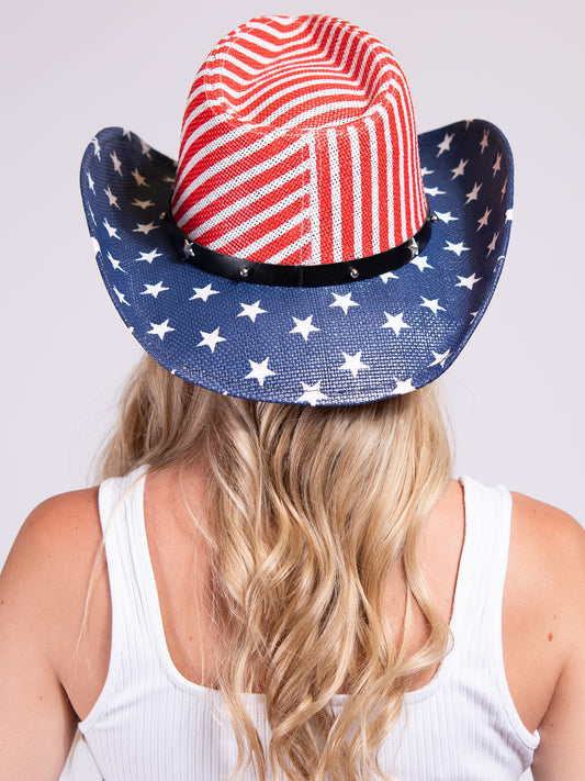 Tiffany Patriotic Stars and Stripes Cowboy Hat | White