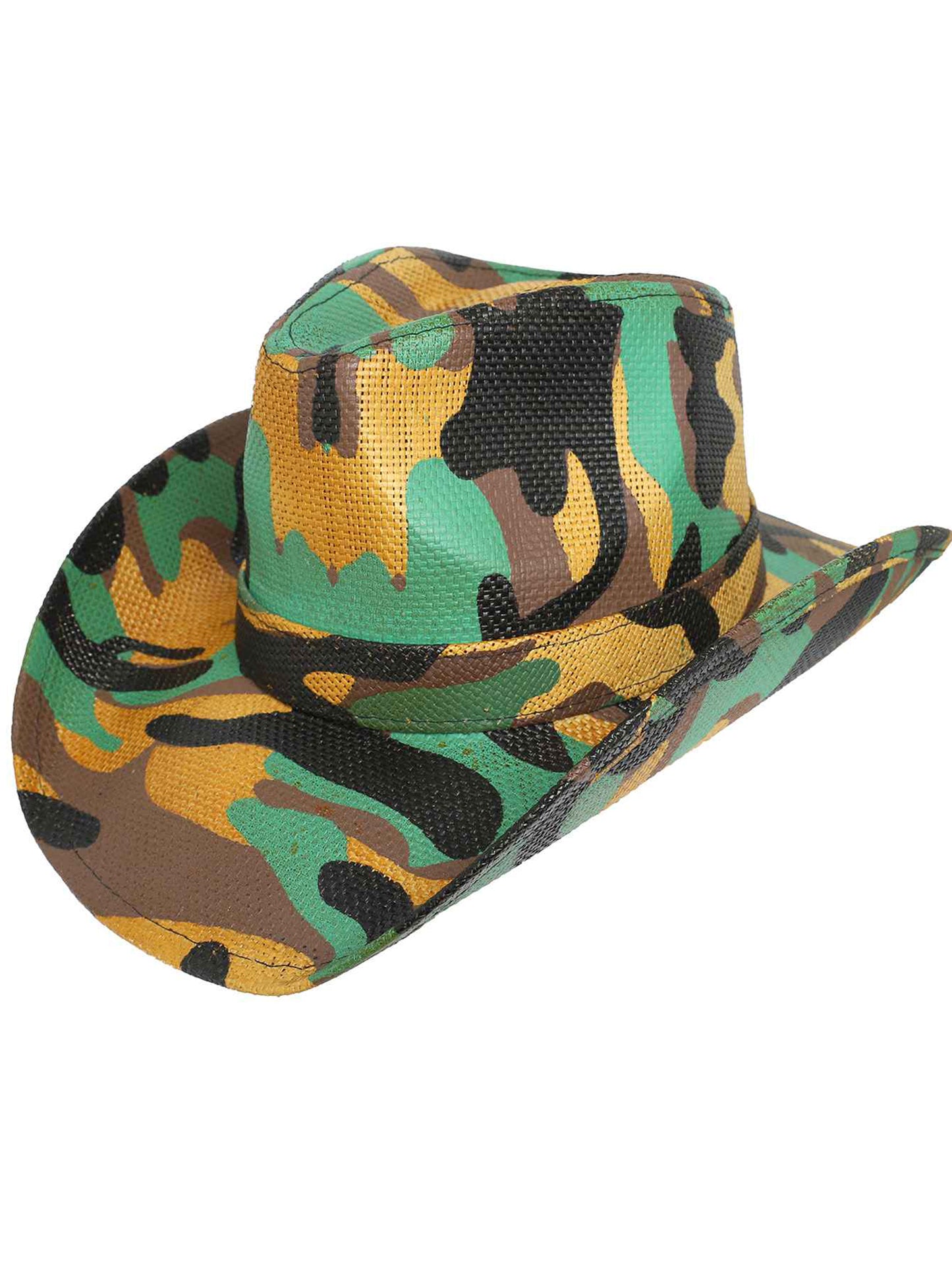 Nancy Fashion Western Camo Print Paper Braid Cowboy Hat