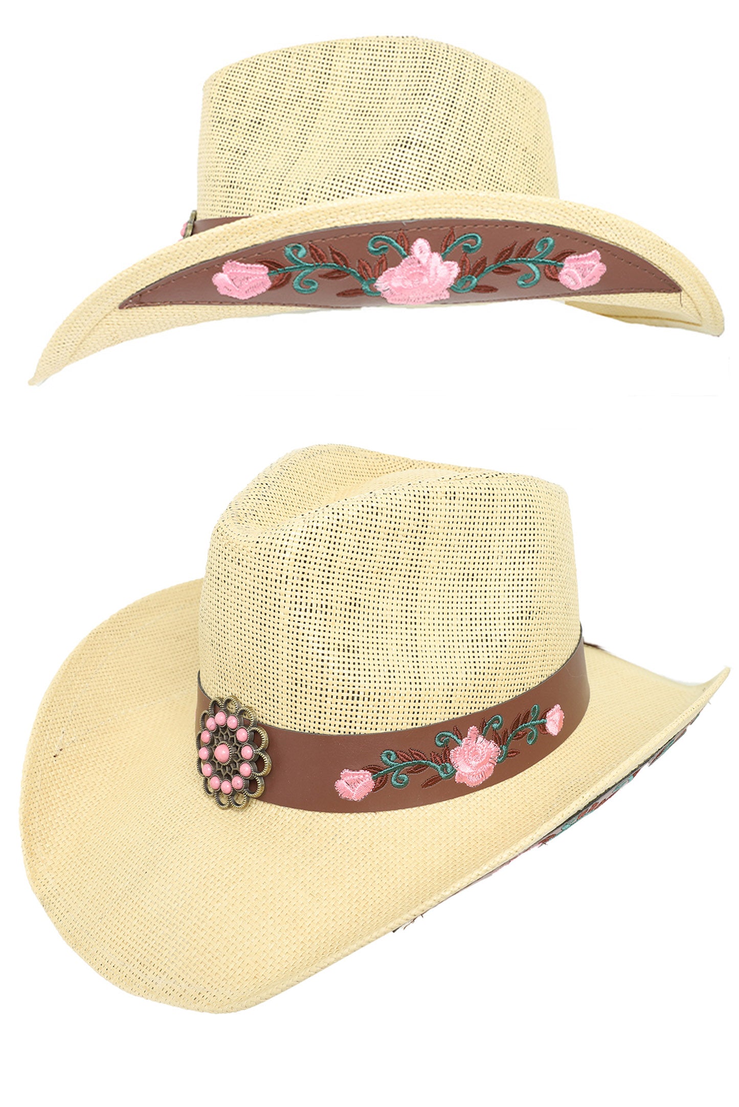 Khloe Fashion Western Paper Braid Cowboy Hat | Beige