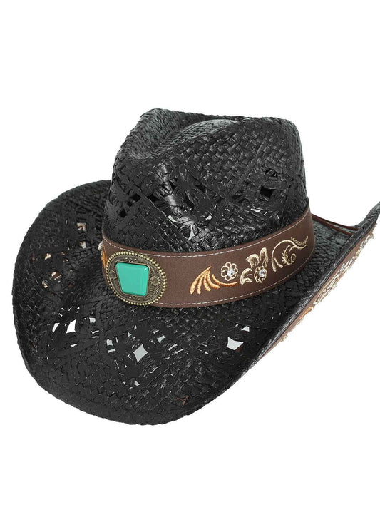 Sadie Western Floral Paper Cowboy Hat | Black