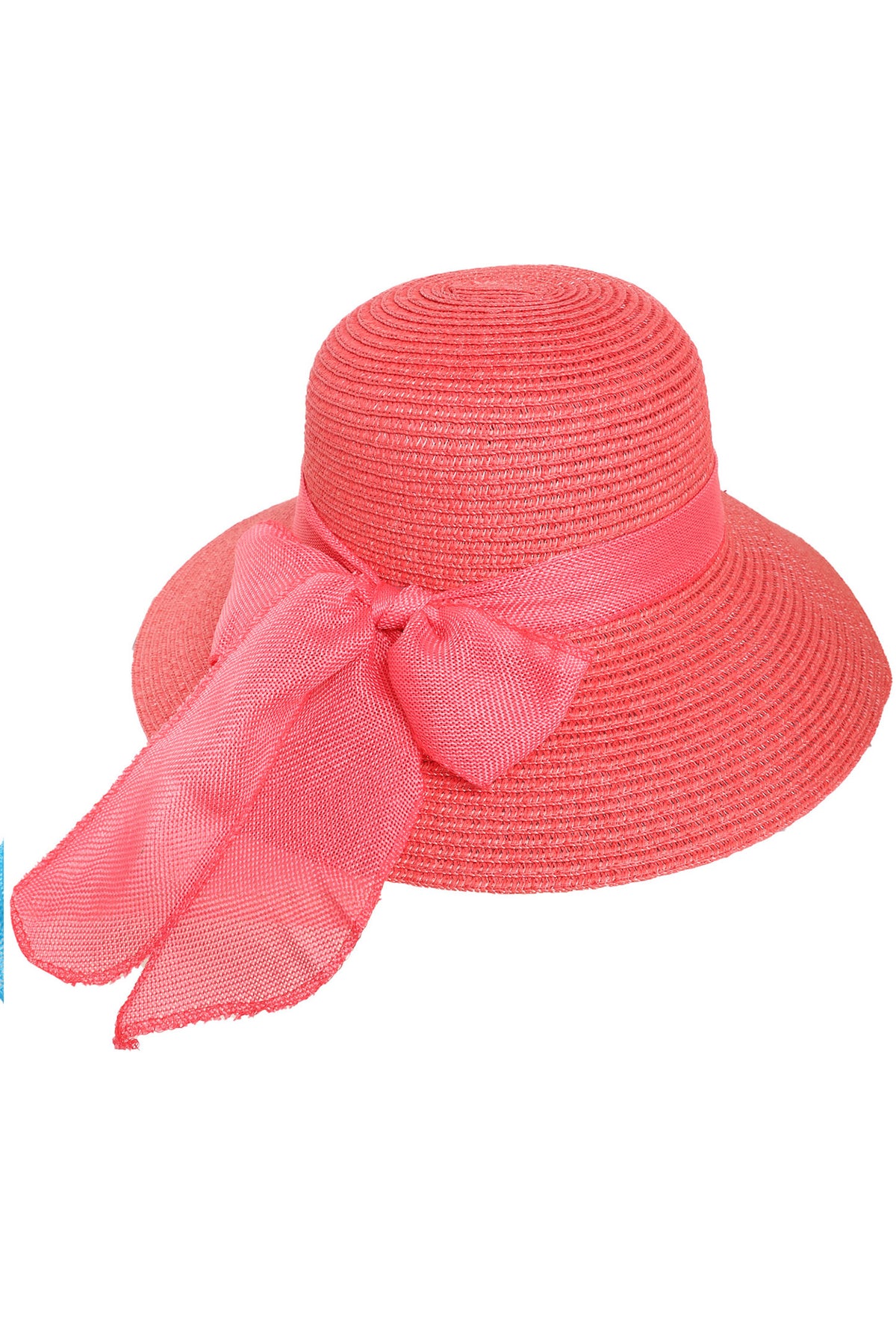 Laura Fashion Wide Down Brim Straw Woven Sun Hat | Coral