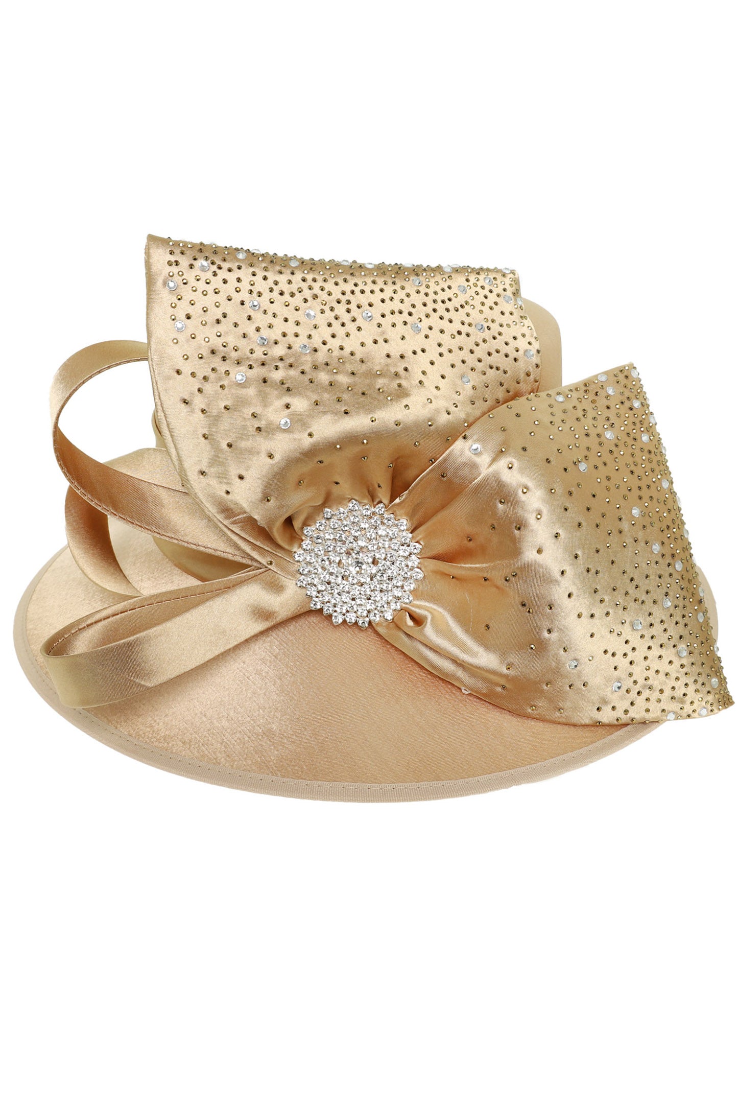 Violet Luxurious Crystal Rhinestone Embellished Satin Braid Hat | Gold
