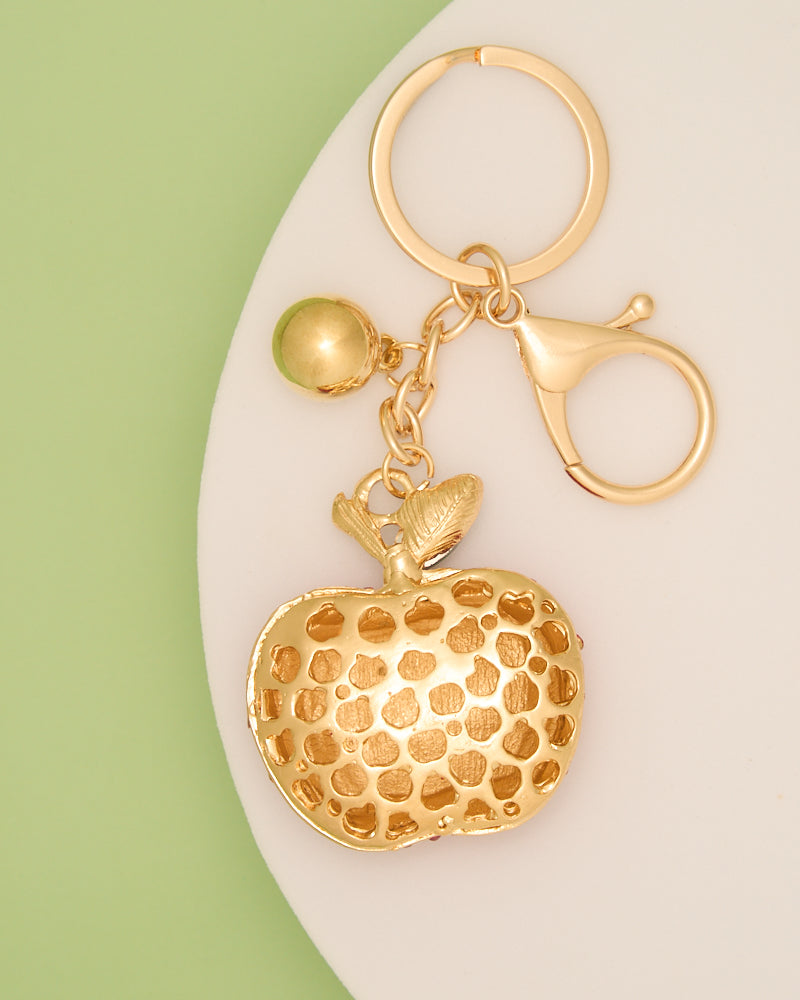 Danielle Red Crystal Rhinestone Apple Keychain