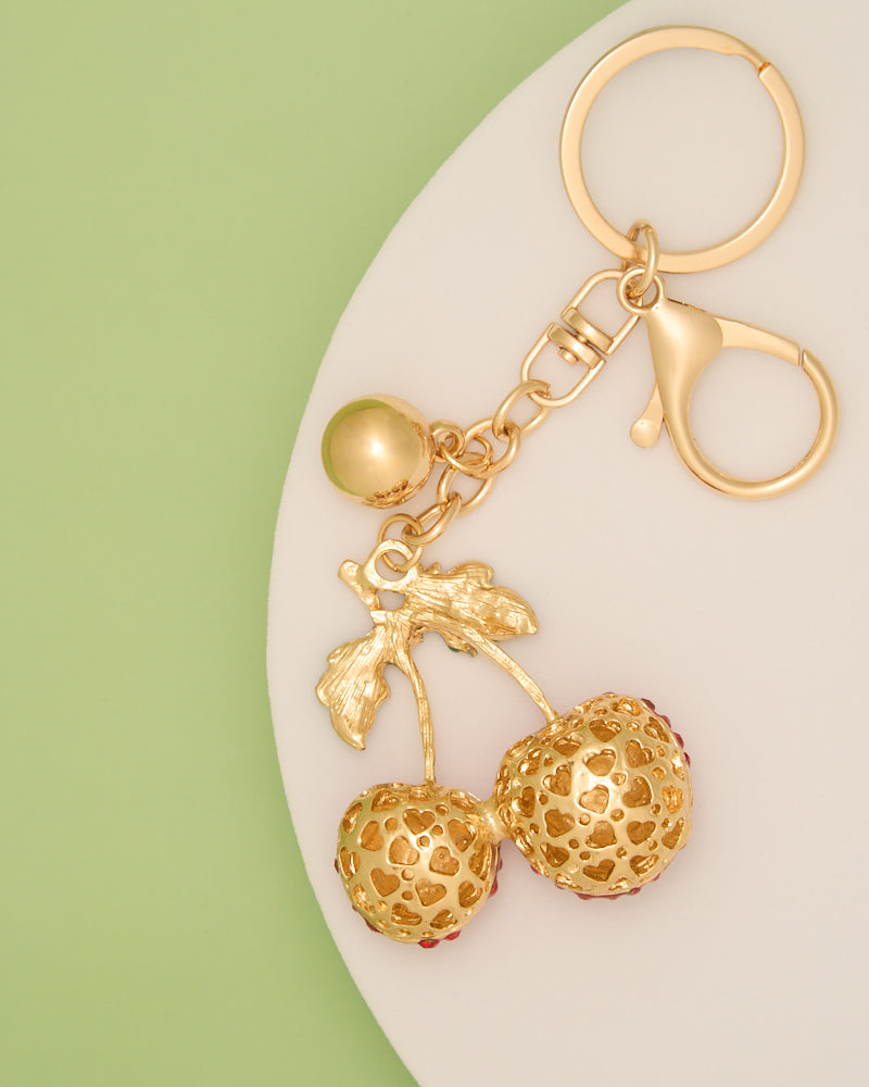 Liliana Red Crystal Rhinestone Cherry Keychain