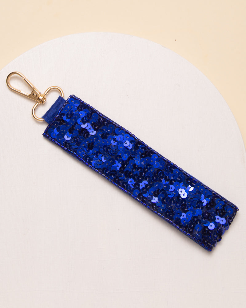 Reyna Sequins Beaded Ribboned Cherry Pattern Wristlet Keychain