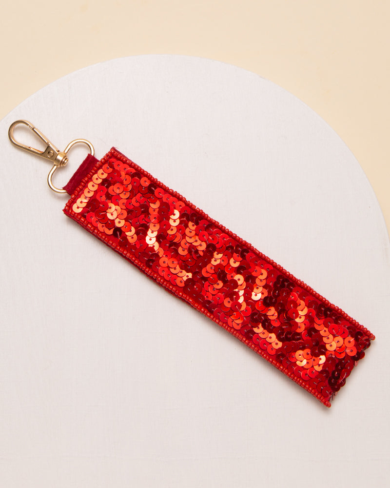 Sierra American Flag Theme Sequins Seed Beaded "USA" Word Wristlet
