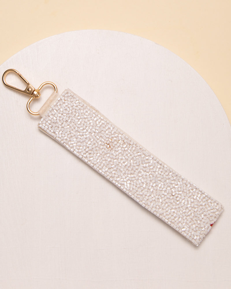 Mina Sequins Seed Beaded "TEACH" Word Wristlet Keychain