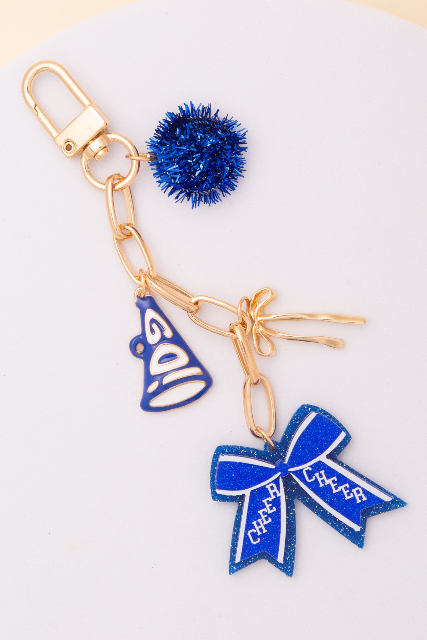 Aurora Bag Charm Keychain with Pom Pom and Bow