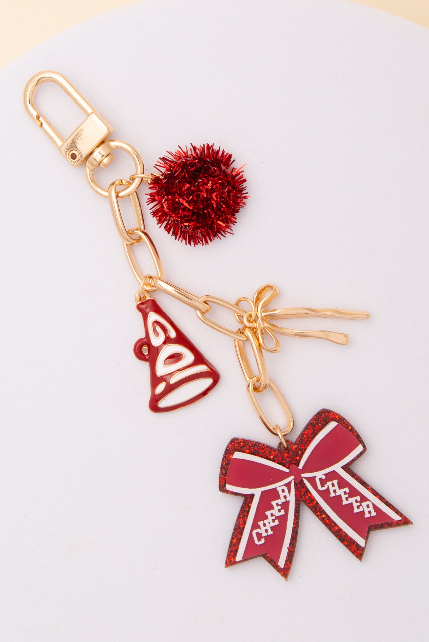 Aurora Bag Charm Keychain with Pom Pom and Bow