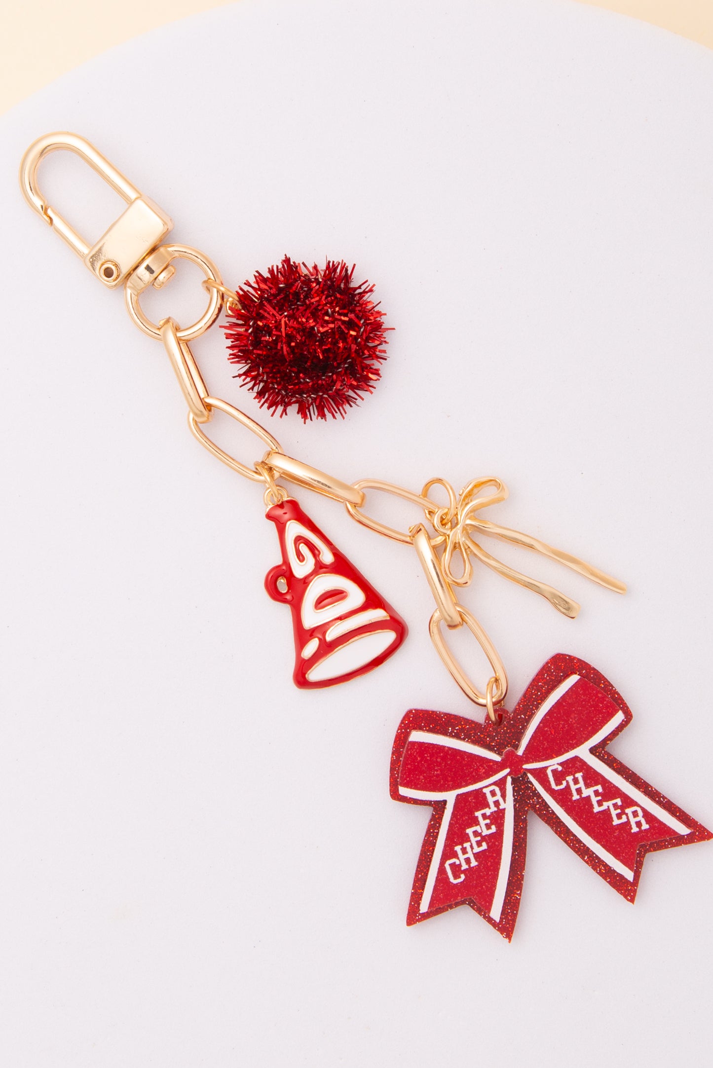 Aurora Bag Charm Keychain with Pom Pom and Bow
