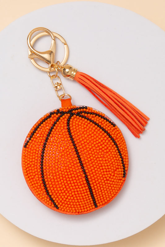 Noelle Game Day Basketball Round Beaded Bag Charm Keychain