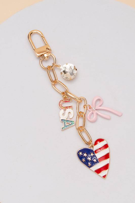 Bailey Patriotic USA Flag Heart Keychain