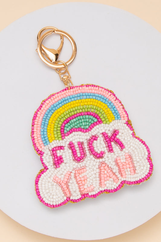 Carmen Rainbow Cloud Keychain with “F*ck Yeah