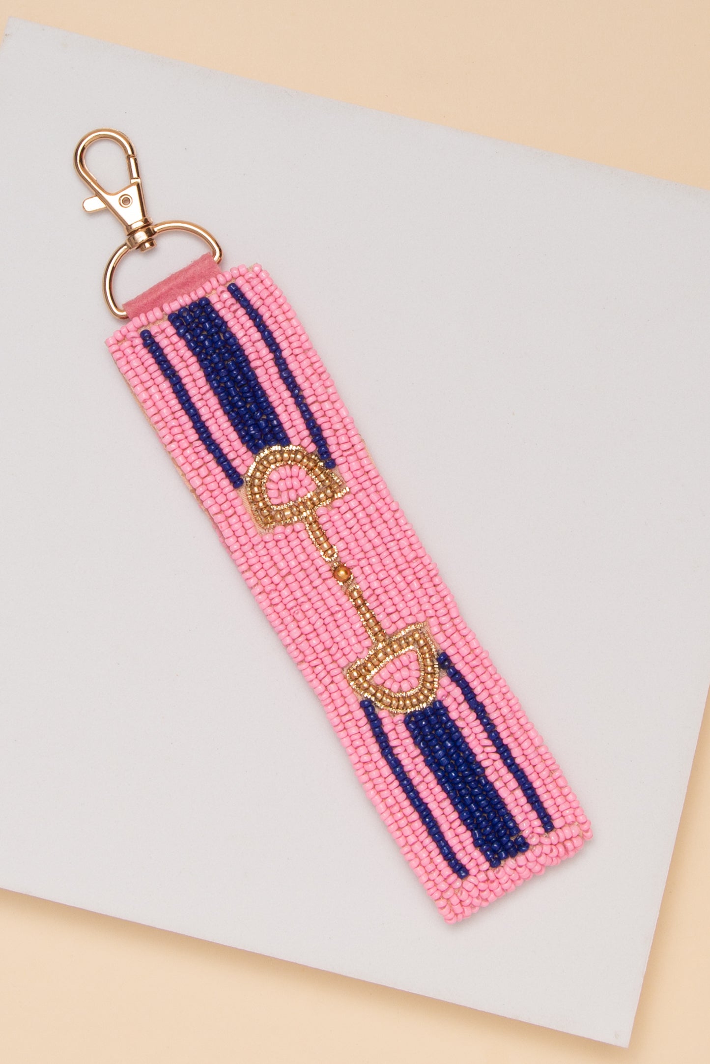 Elena Horsebit Beaded Wristlet Keychain | Pink