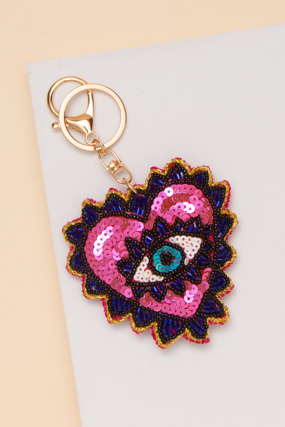 Hannah Evil Eye Heart Beaded Bag Charm Keychain