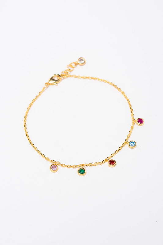 Chloe CZ Disc Charm Bracelet | Multicolor