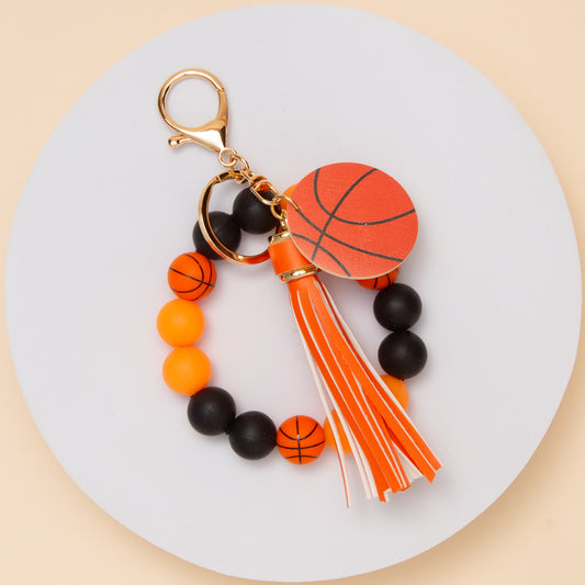 Skylar Game Day Basketball Beaded Wristlet Keychain