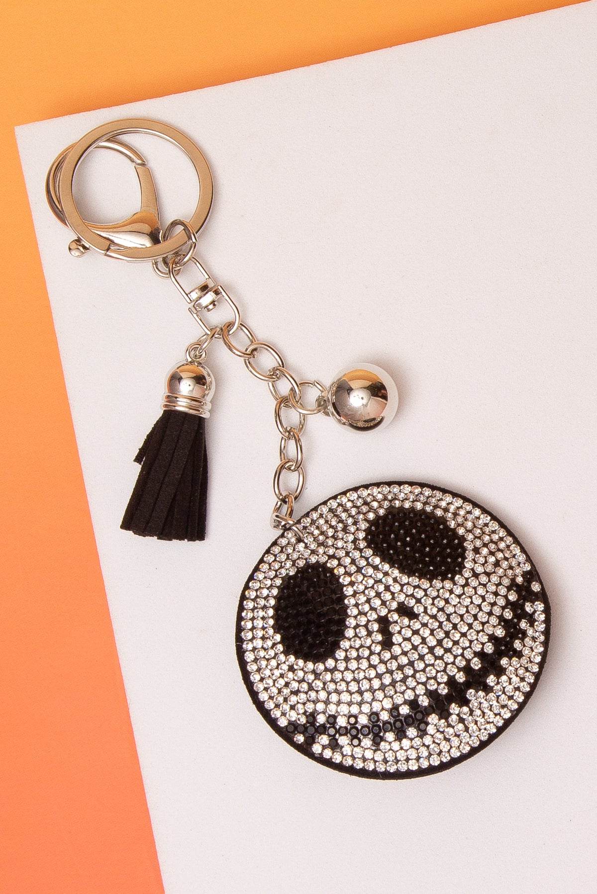 Brooke Halloween Skeleton Head Rhinestone Keychain