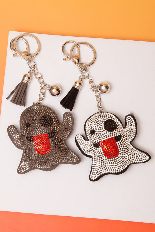 Angelina Rhinestone Pave Waving Ghost Tassel Keychain
