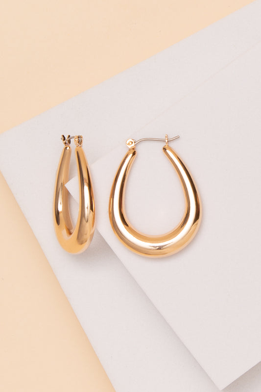 Ruby Teardrop Hoop Earrings | Gold
