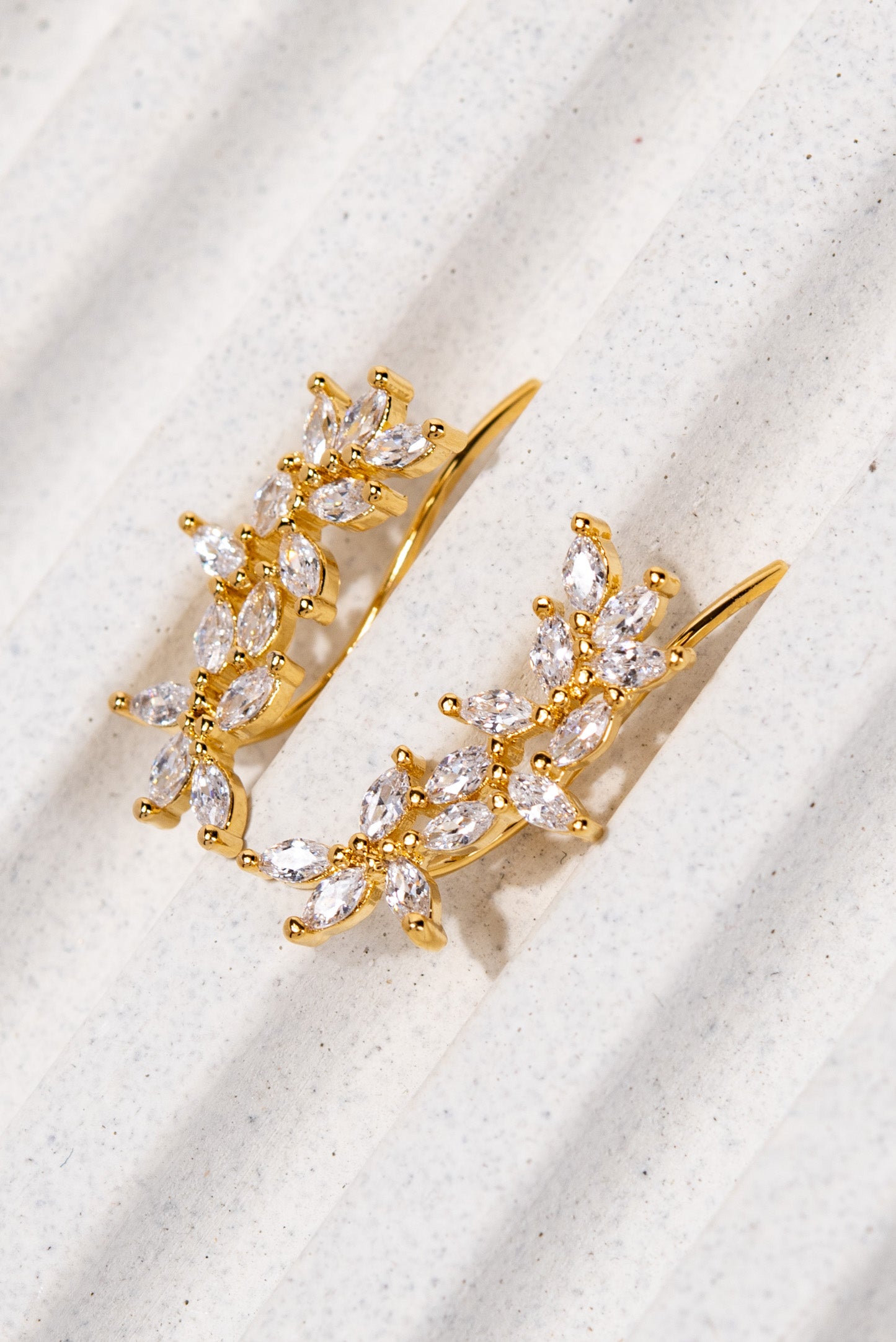 Italia CZ Brass Floral Earrings - Silver