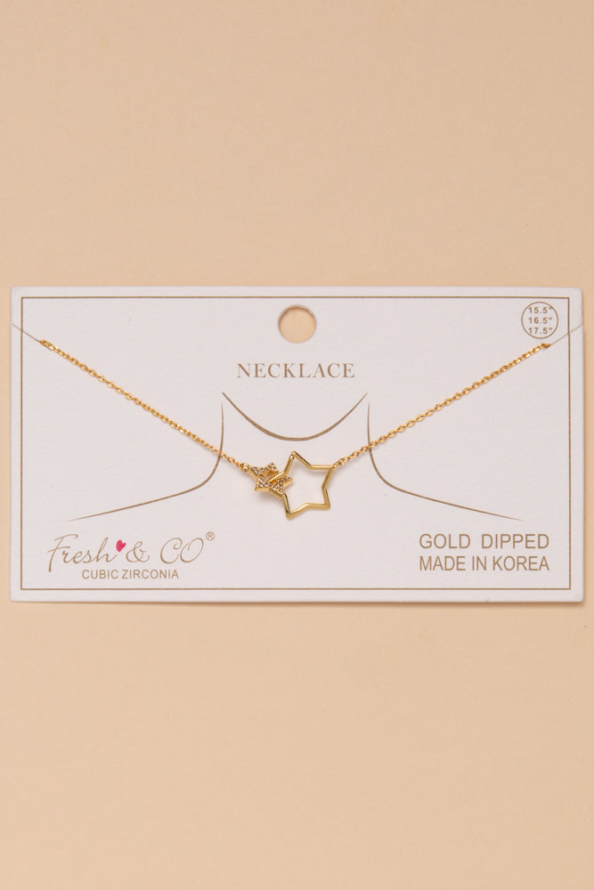 Violet Pave Interlocked Star Pendant Necklace | Gold
