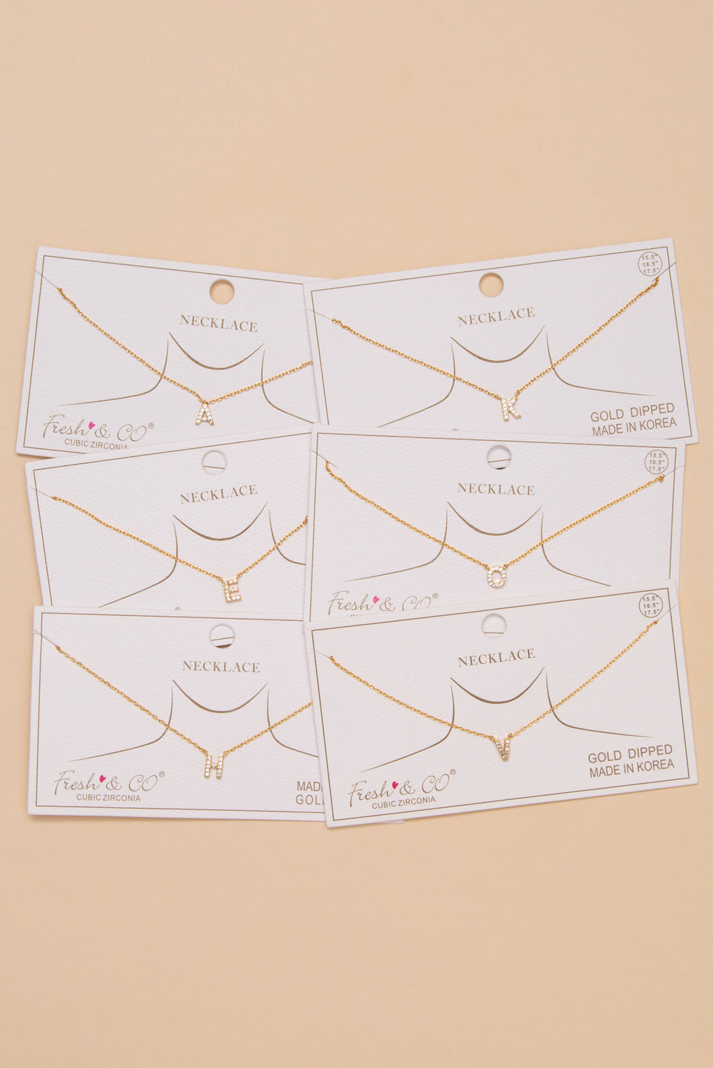 Caroline Gold Dipped Cubic Zirconia Initial Letter Pendant Necklace
