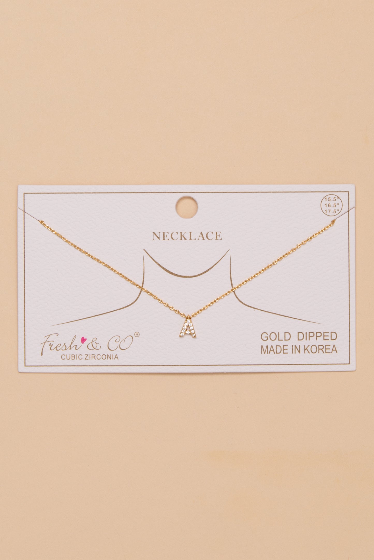 Caroline Gold Dipped Cubic Zirconia Initial Letter Pendant Necklace | A