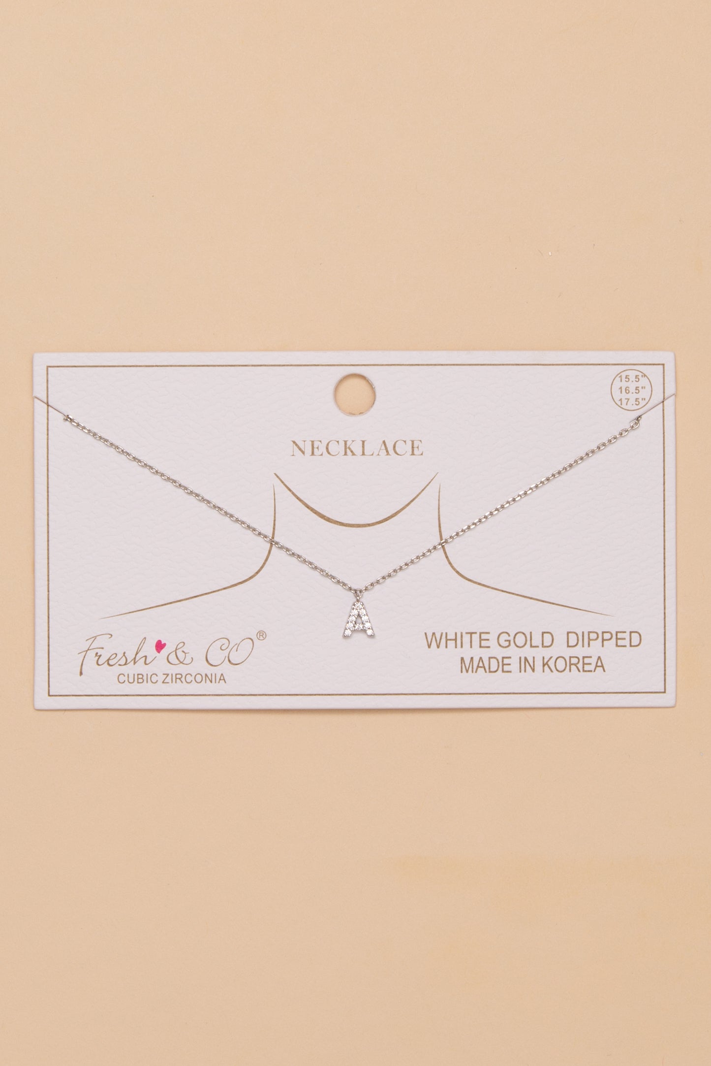 Valerie White Gold Dipped Cubic Zirconia Letter Pendant Necklace | A