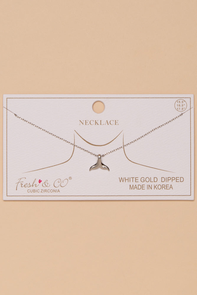 Margaret Whale Tail Pendant Necklace | White Gold