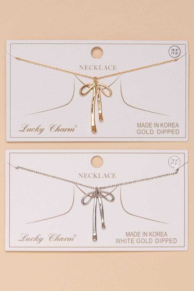 Bella Long Tail Bow Ribbon Pendant Necklace
