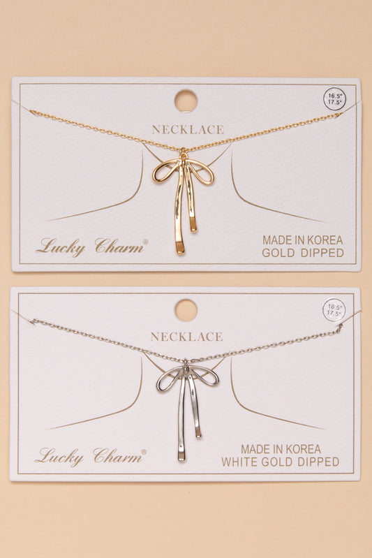 Bella Long Tail Bow Ribbon Pendant Necklace