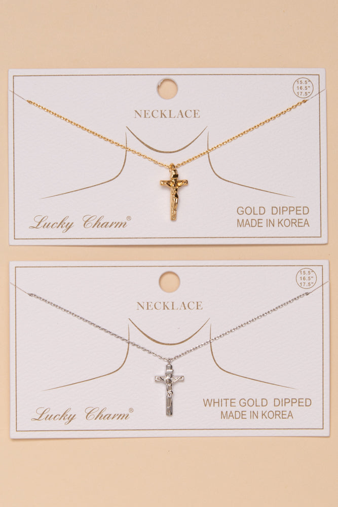 Dakota Gold Dipped Polished Crucifix Pendant Necklace